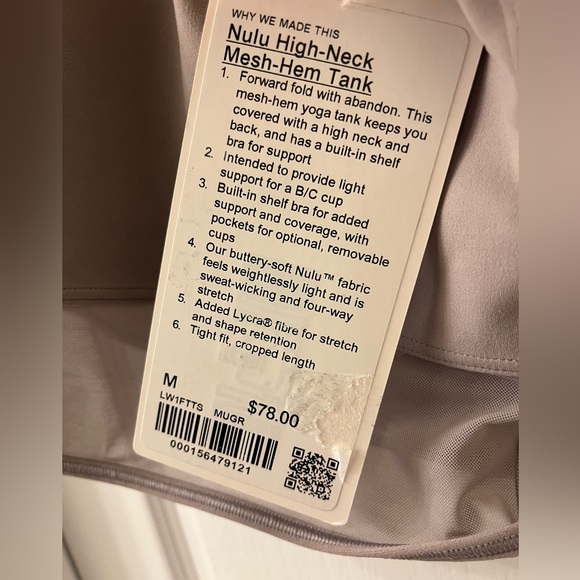Lululemon Nulu High-Neck Mesh-Hem Tank Top *Light Support, B/C Cup Mauve Grey - Picture 6 of 6